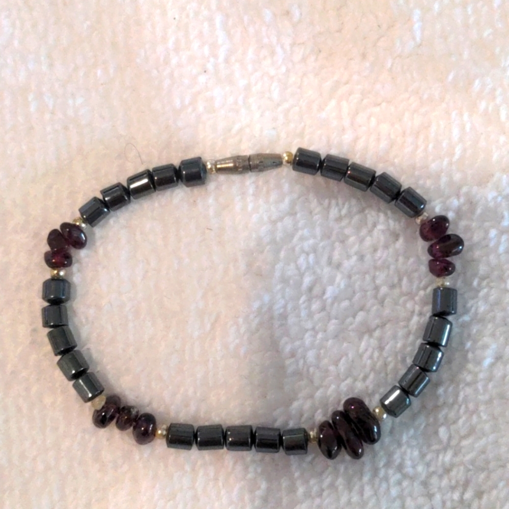 Hematite and semi precious stone bracelet